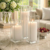Richland Pillar Candle 9" & Eastland Square Holder 12" Set of 12 - White - thumbnail number 7