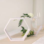 Whitewashed Wood Hexagon Display 9" – Set of 2 Geometric Terrarium Honeycomb Centerpieces - thumbnail number 3