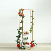 48" Gold Rectangular Metal Flower Stands – 2-Pack Geometric Column Frames for Stylish Flower Displays - thumbnail number 3