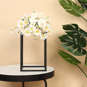 Matte Black 12" Rectangular Metal Flower Stands – 2-Pack Geometric Column Frames for Stylish Tablescapes