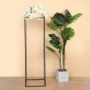 Matte Black 48" Rectangular Metal Flower Stands – 2-Pack Geometric Column Frames for Stylish Tablescapes