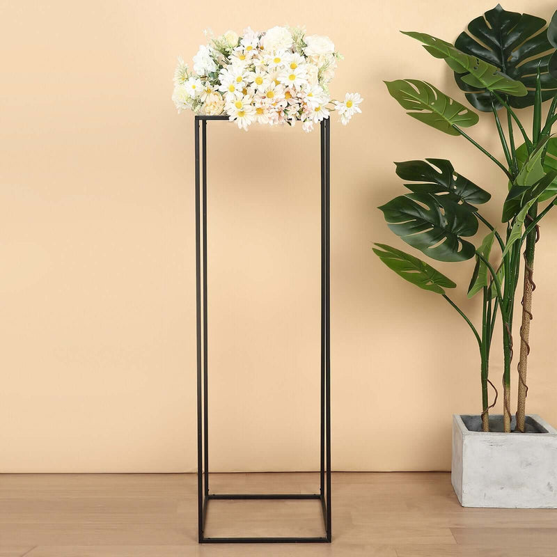 Matte Black 40" Rectangular Metal Flower Stands – 2-Pack Geometric Column Frames for Stylish Tablescapes - thumbnail number 3