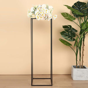 Matte Black 40" Rectangular Metal Flower Stands – 2-Pack Geometric Column Frames for Stylish Tablescapes