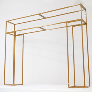 5ft Freestanding Over-the-Table Rod in Gold – Rectangular Double Frame Table Top Stand for Floral or Balloon Décor