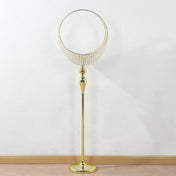 4.5ft Gold Metal Candle Holder Stand – Crystal Beaded Half Moon Basket Design with Round Base - thumbnail number 2