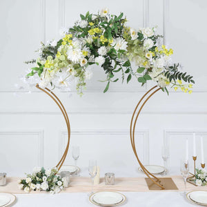 38" Curvy Design Gold Metal Floral Arch Frame – Wedding Table Centerpiece or Aisle Prop