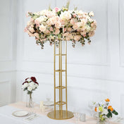 Grand Halo Top 46" Gold Metal Floral Riser – Open Frame Wedding Centerpiece Pedestal - thumbnail number 2