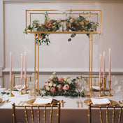 48" Gold Metal Rectangular Centerpiece Stand – Heavy Duty Tabletop Floral Arrangement Display Rack - thumbnail number 2