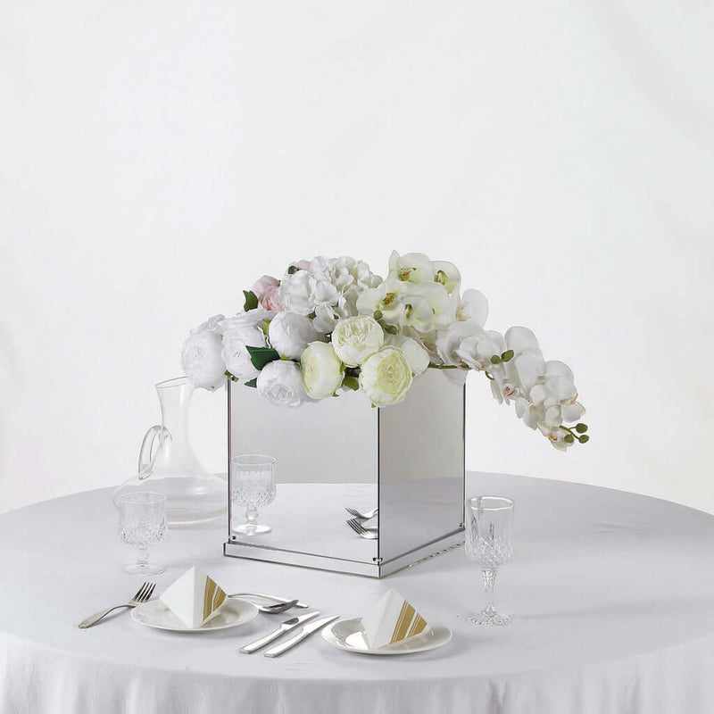 12" Silver Mirrored Acrylic Display Box – Pedestal Riser with Interchangeable Lid and Base - thumbnail number 3