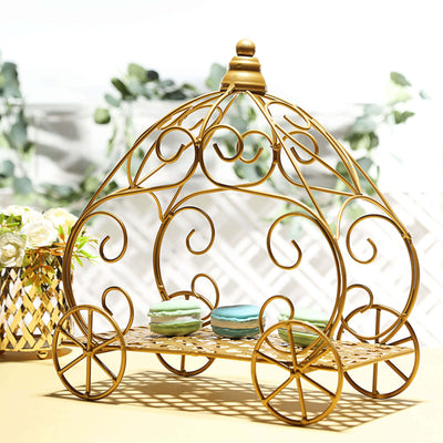 Cinderella Pumpkin Carriage Table Centerpiece 11" – Gold Wrought Iron Rustic Wedding Display - thumbnail number 3