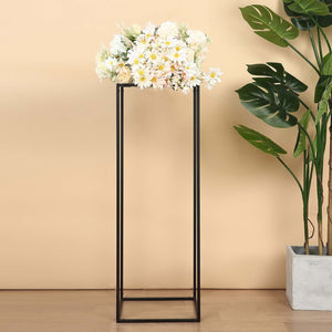 Matte Black 32" Rectangular Metal Flower Stands – 2-Pack Geometric Column Frames for Stylish Tablescapes