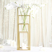 Matte Gold Metal Flower Stands Set of 4 – 16", 24", 32", 40" Frames for Wedding Column Displays - thumbnail number 3