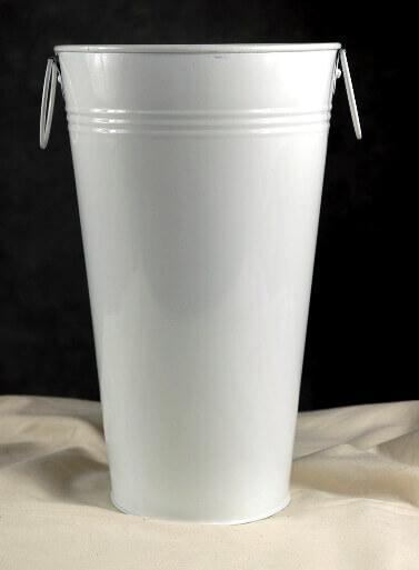 11" White Flower Market Buckets with handles - thumbnail number 2