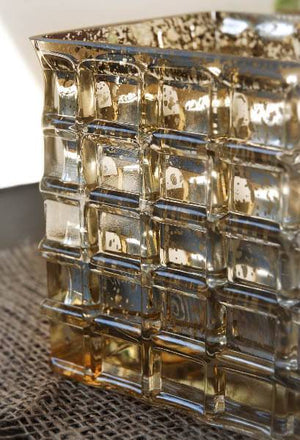 gold mercury glass 4 3 4 cube vase candle holder
