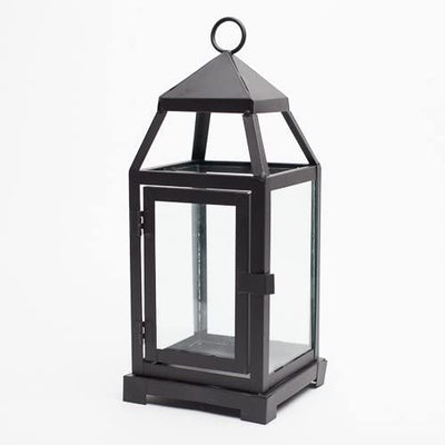 Richland Black Contemporary Metal Lantern with Clear Glasses - Small - thumbnail number 6