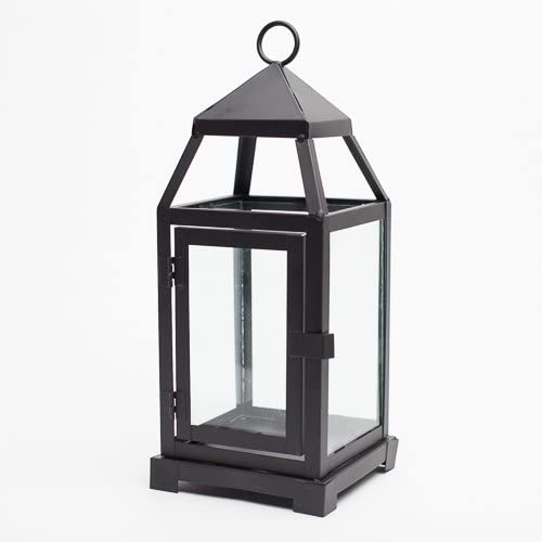 Richland Black Contemporary Metal Lantern with Clear Glasses - Small - thumbnail number 6