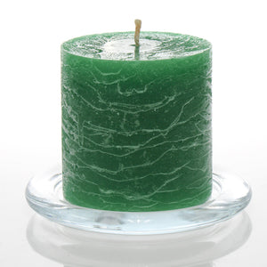 Richland Rustic Pillar Candle 3"x 3" Dark Green Set of 48