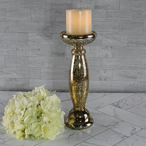 Eastland Unique Mercury Glass Pillar Candle Holder 11.25"