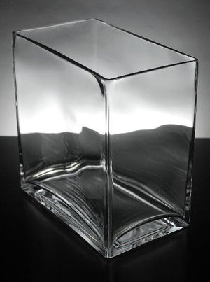 Thick Glass Rectangle Vases 7.5 x 8