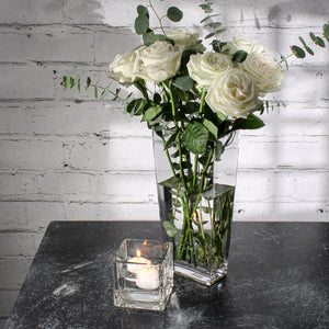 Clear Glass Tapered Rectangle Vase 13in