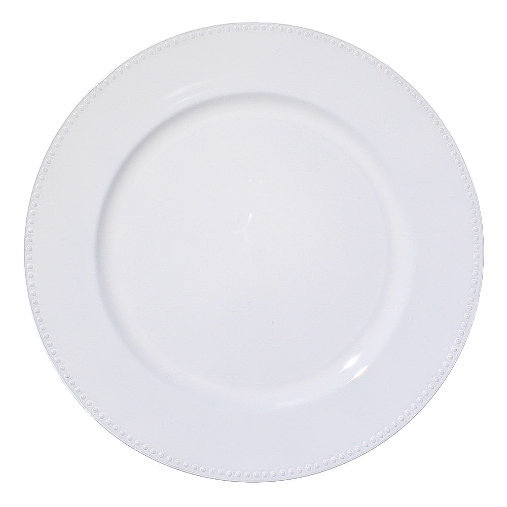 Richland Beaded Charger Plate 13" White Set of 24