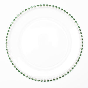 richland 13 green beaded glass charger plate
