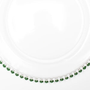 richland 13 green beaded glass charger plate