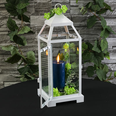 richland white contemporary metal lantern with clear glasses large - thumbnail number 5