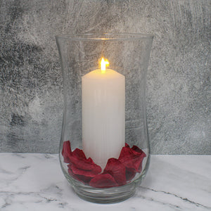 Richland 3"X8" Bullet LED Wax Candle White in Hurricane Vase