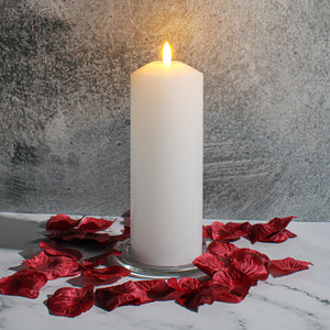 Richland 3"X8" Bullet LED Wax Candle White on Pillar Plate