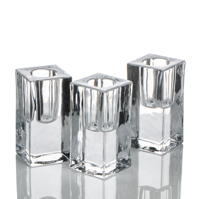 Richland Square Glass Taper Candle Holder 3" Set of 6
