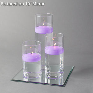 Eastland Square Mirror and Cylinder Vase Centerpiece with Richland 3" Floating Candles Set of 48