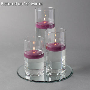 Eastland Round Mirror and Cylinder Vase Centerpiece with Richland 3" Floating Candles Set of 48