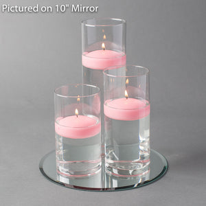 Eastland Round Mirror and Cylinder Vase Centerpiece with Richland 3" Floating Candles Set of 48