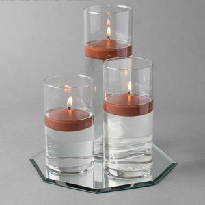 Eastland Octagon Mirror and Cylinder Vase Centerpiece with Richland 3" Floating Candles Set of 48