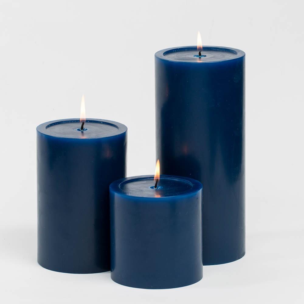 Richland Pillar Candles 4 x4", 4"x6" & 4"x9 Navy Blue Set of 18