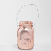 Richland Small Mercury Hanging Mason Jar with Clear Bead Handle - Rose Gold Set of 36 - thumbnail number 1