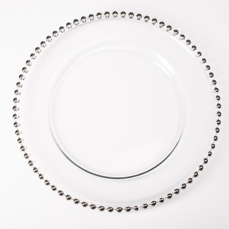 richland 13 silver beaded glass charger plate set of 12 - thumbnail number 1