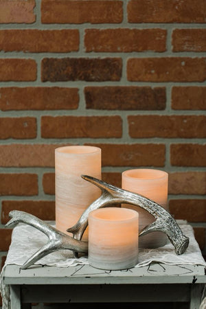 Richland Flameless LED Pillar Candle Marble 4" x 8" Set of 12