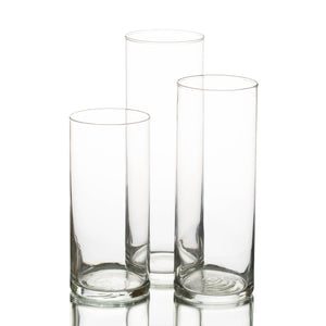Eastland Cylinder Floating Candle Holders 7.5" , 9" & 10.5" Set of 3