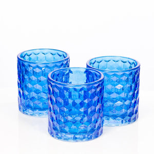 richland blue chunky honeycomb glass votive tealight holder set of 48