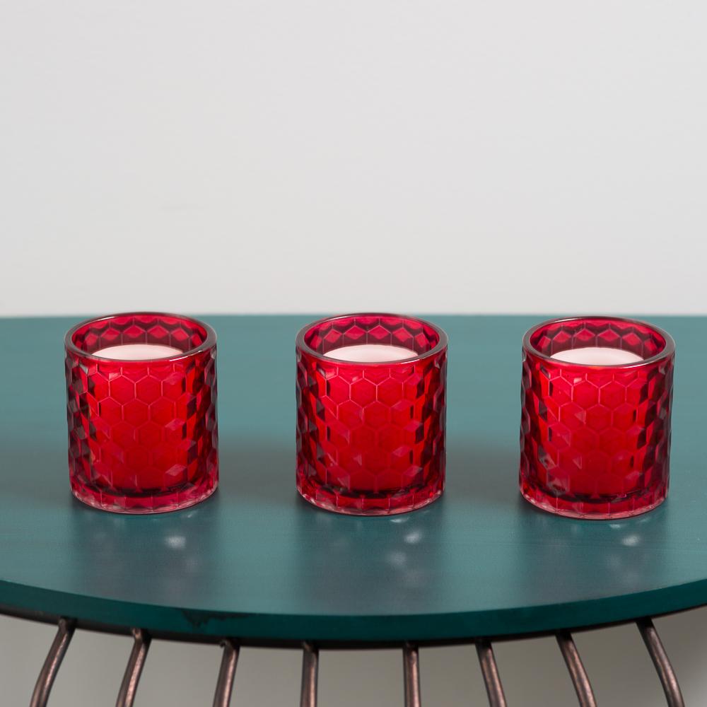 richland red chunky honeycomb glass votive tealight holder set of 24