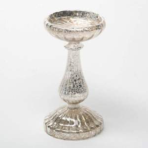 Richland 8.5" Ribbed Unique Mercury Glass Pillar Candle Holder