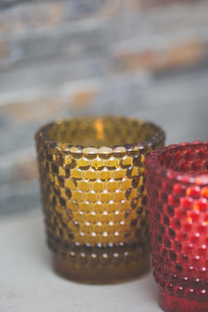 Richland Votive Holder Hobnail Amber Set of 12