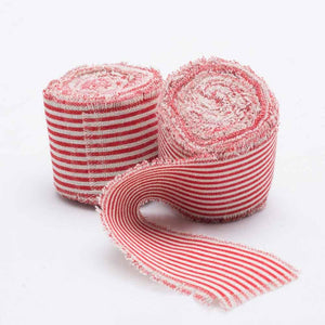 richland ribbon linen fringed edge 2 x 5 yards with red lines set of 12