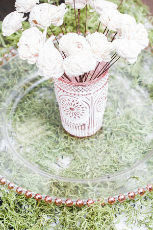 Richland 13" Rose Gold Beaded Glass Charger Plate Set of 12