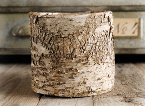 Birch Bark Covered 6" Planters Pot w/Liner