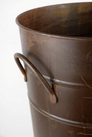 22" Brown Rust French Flower Market Bucket with Handles 22x10