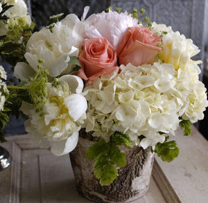 Birch Bark Covered Zinc Planter Vase 5in