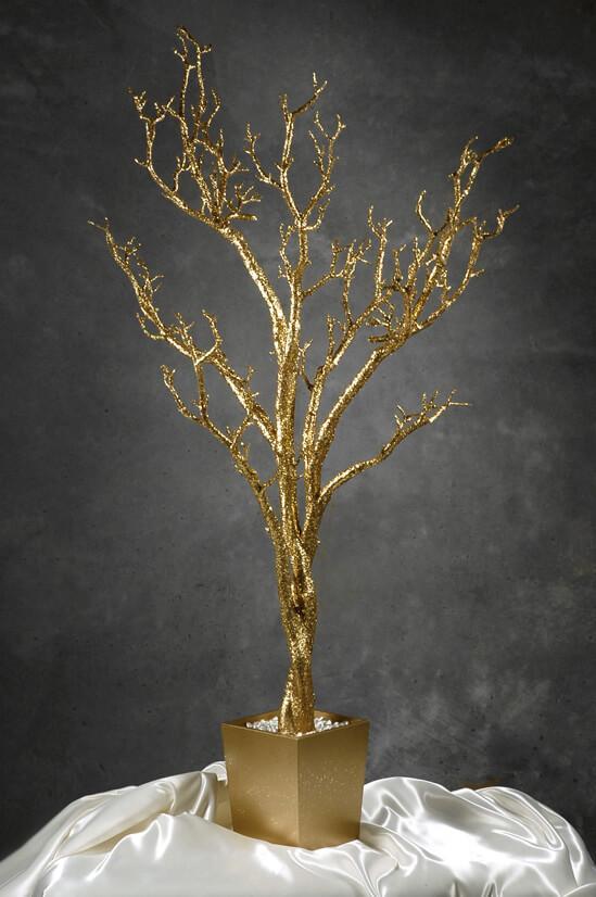 potted gold manzanita artificial tree 4 feet tall - thumbnail number 1